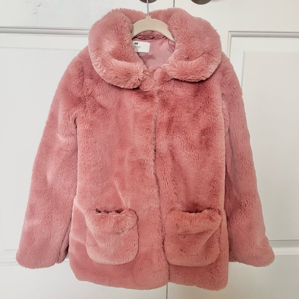 H&M Soft Pink Faux Fur Jacket for Kids